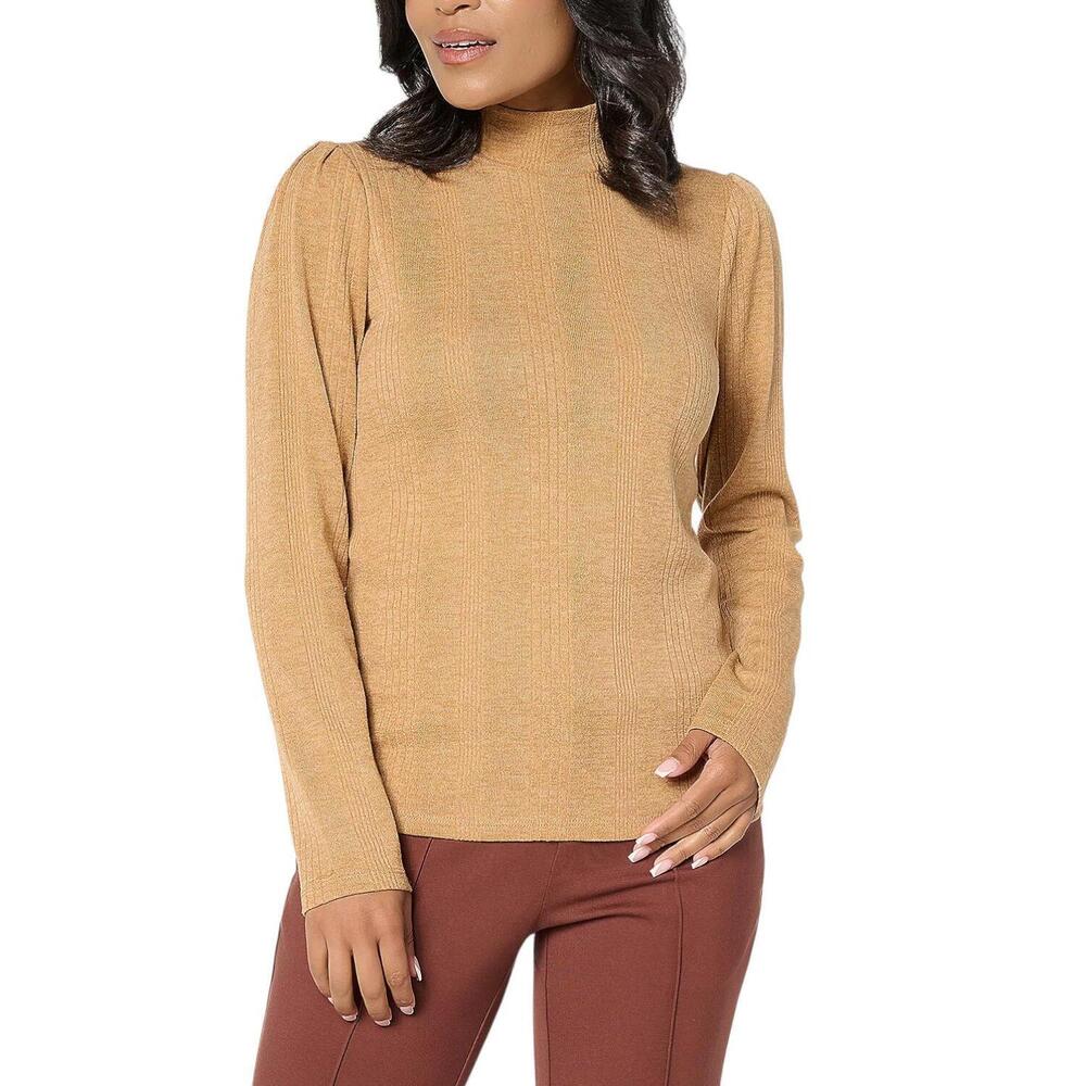 RM Studio x Rebecca Minkoff Women's Ruched Slv Turtleneck Top Cashew - Regular